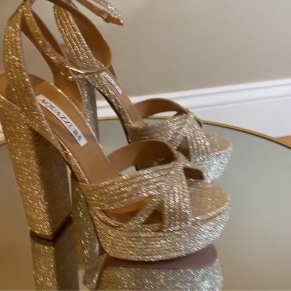Aquazzura Sundance 140 Glitter platform heels sz 40 - Picture 6 of 17